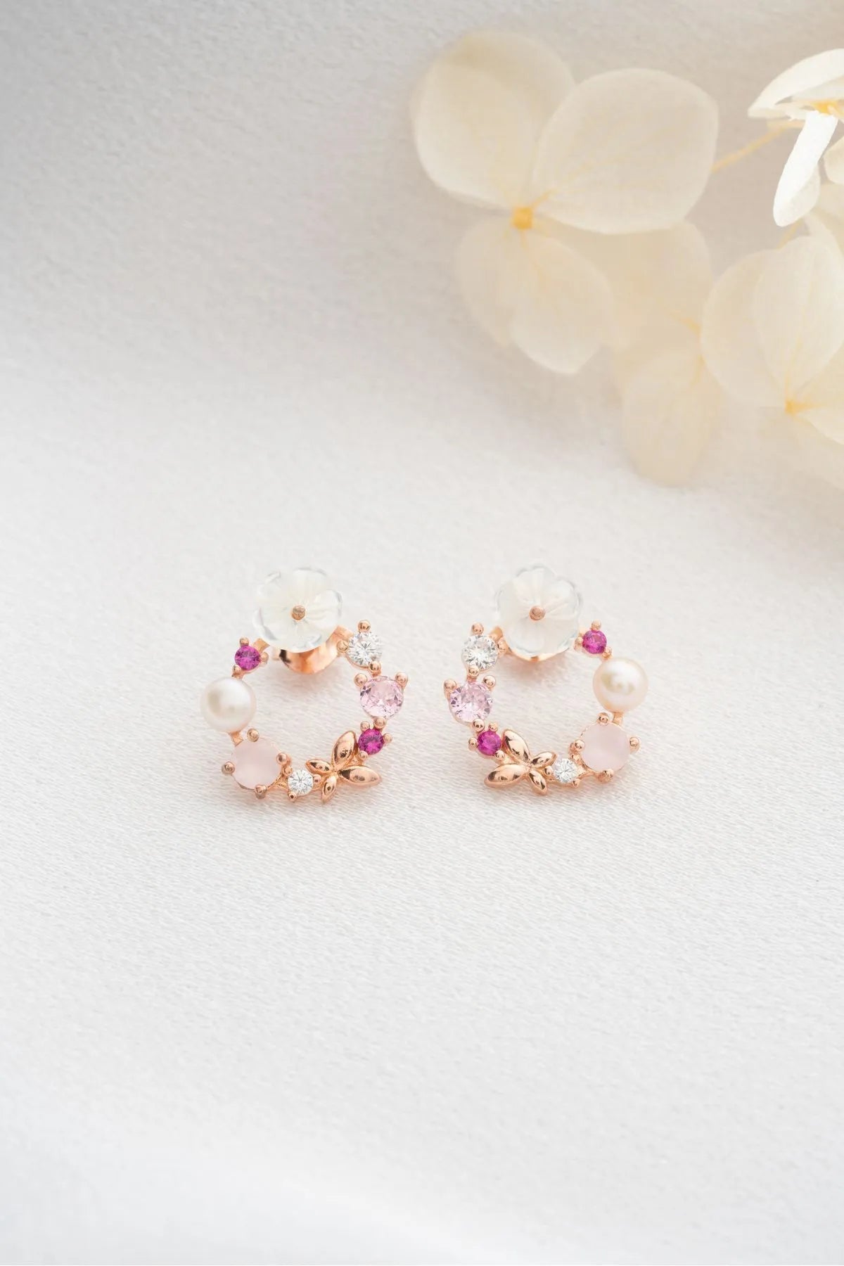 Blush Bloom – 925 Sterling Zilver Oorbellen