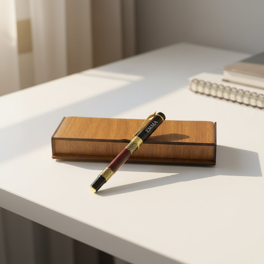 Gepersonaliseerde Pen - Schrijfset met Gegraveerde Houten Doosje BLP1217R