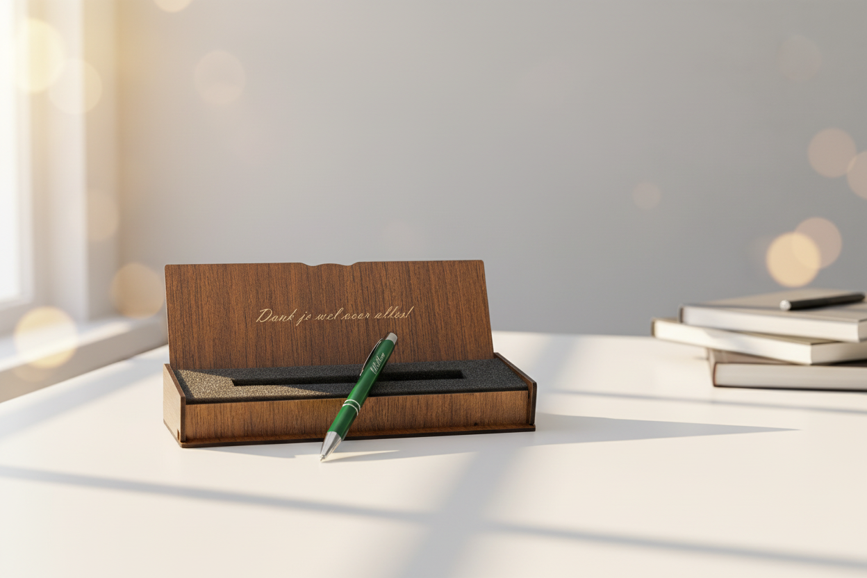 Gepersonaliseerde Balpen - Schrijfset Met Gegraveerde Houten Doos BLP2002GD