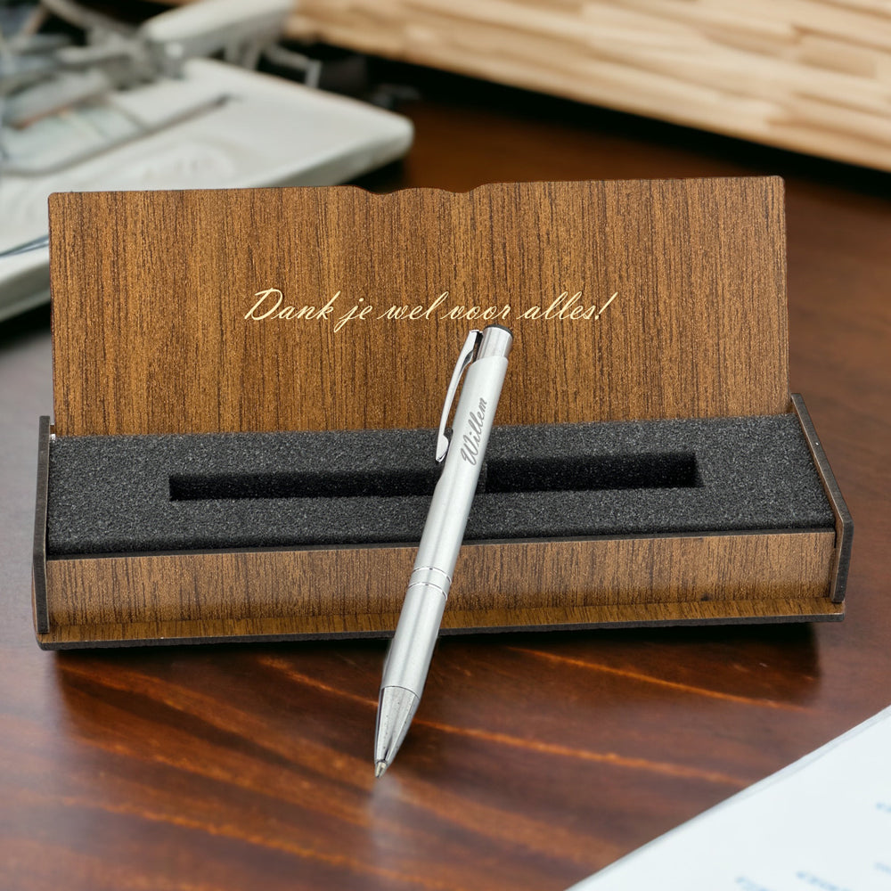 Gepersonaliseerde Balpen - Schrijfset Met Gegraveerde Houten Doos D1