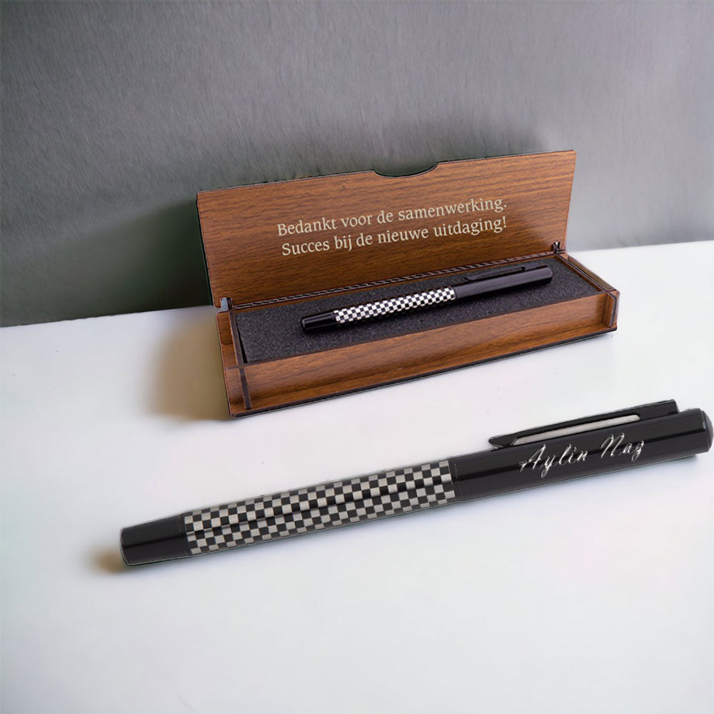 Gepersonaliseerde Pen Set - Schrijfset Met Gegraveerde Houten Doos