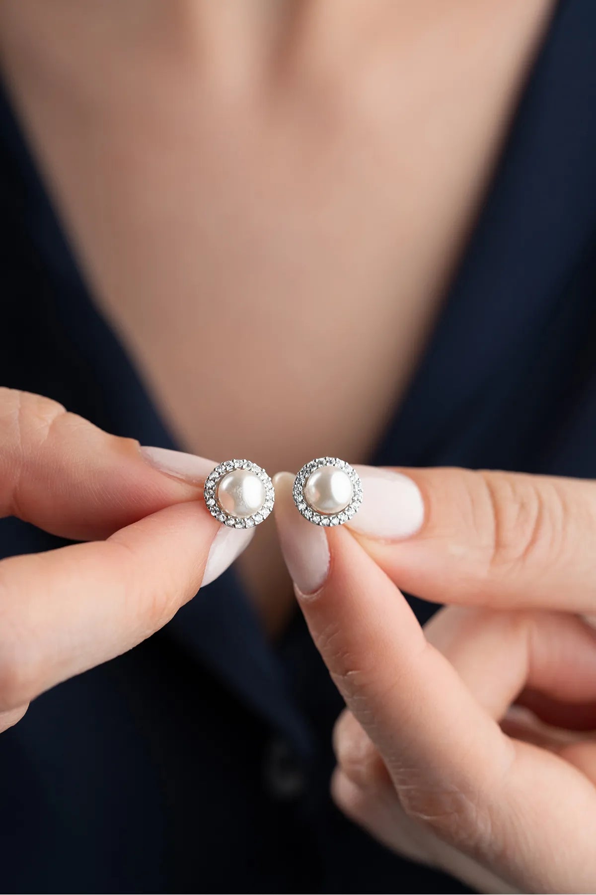 925 Sterling Zilveren Oorbellen met Parel en Zirkonia