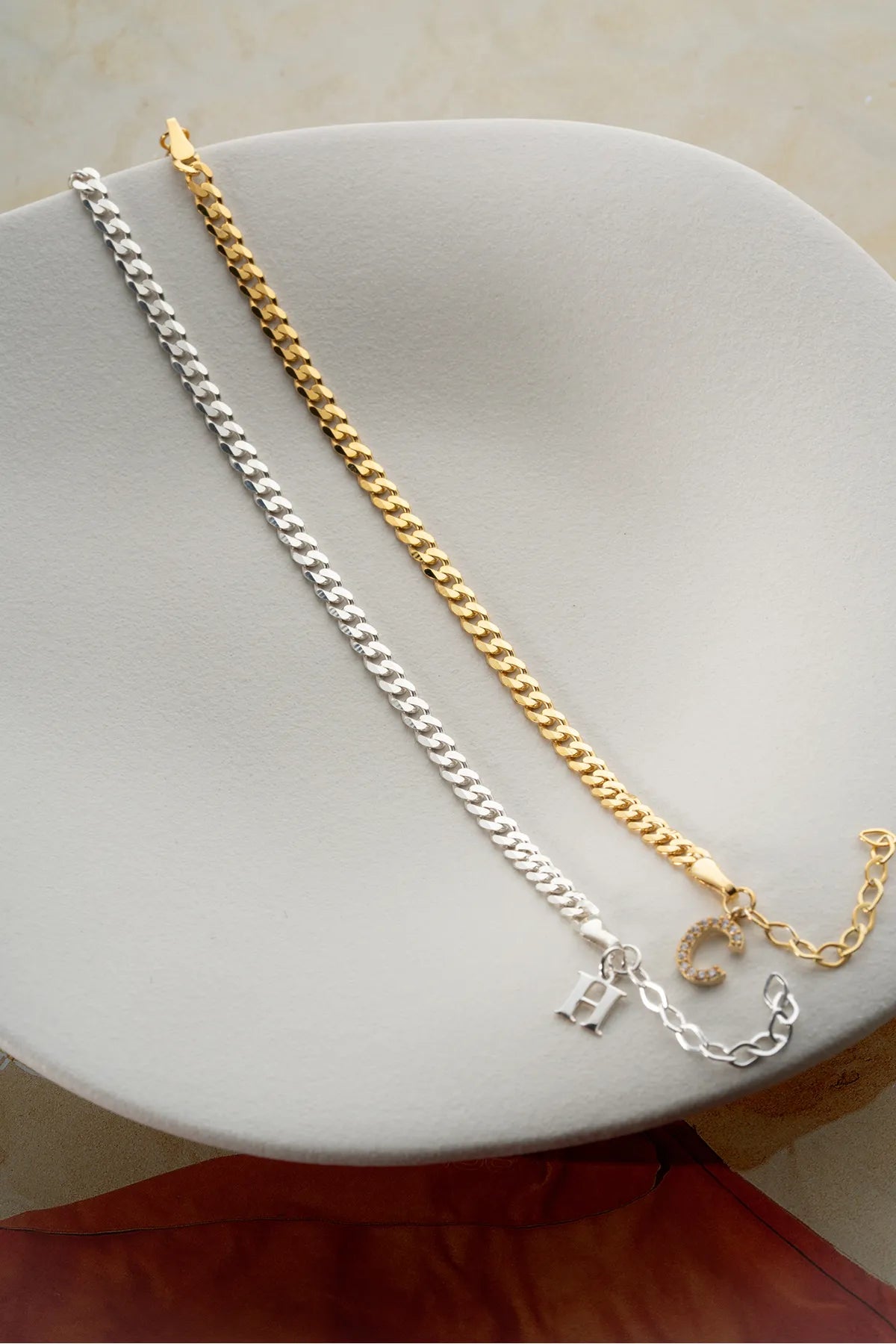925 Sterling Zilveren Gepersonaliseerde Koppelarmband met Initiaal