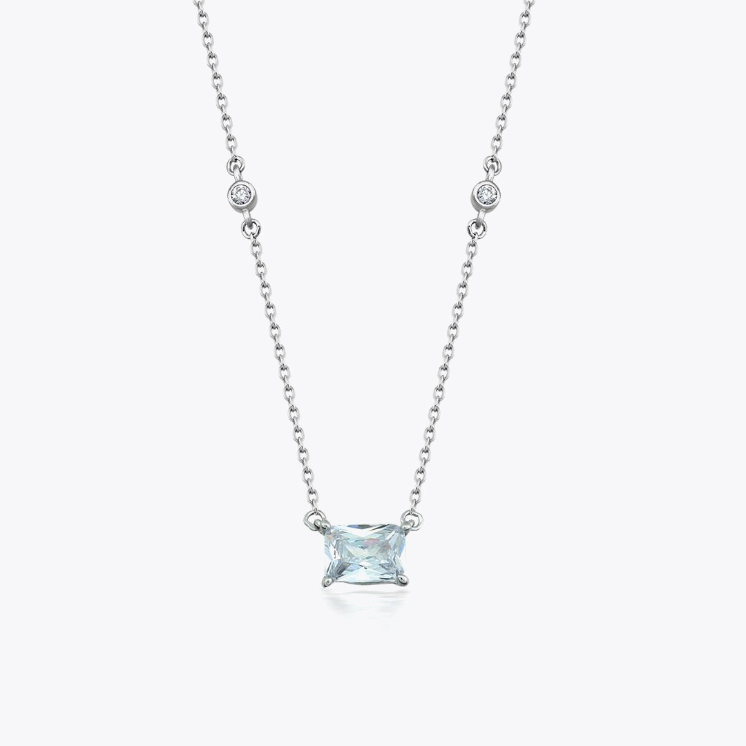 Minimalist 925 Sterling Silber Halskette mit Zirkonstein