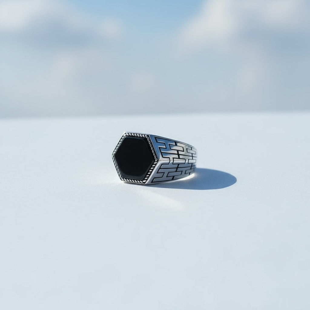 Zilveren Heren Ring Met Onyx