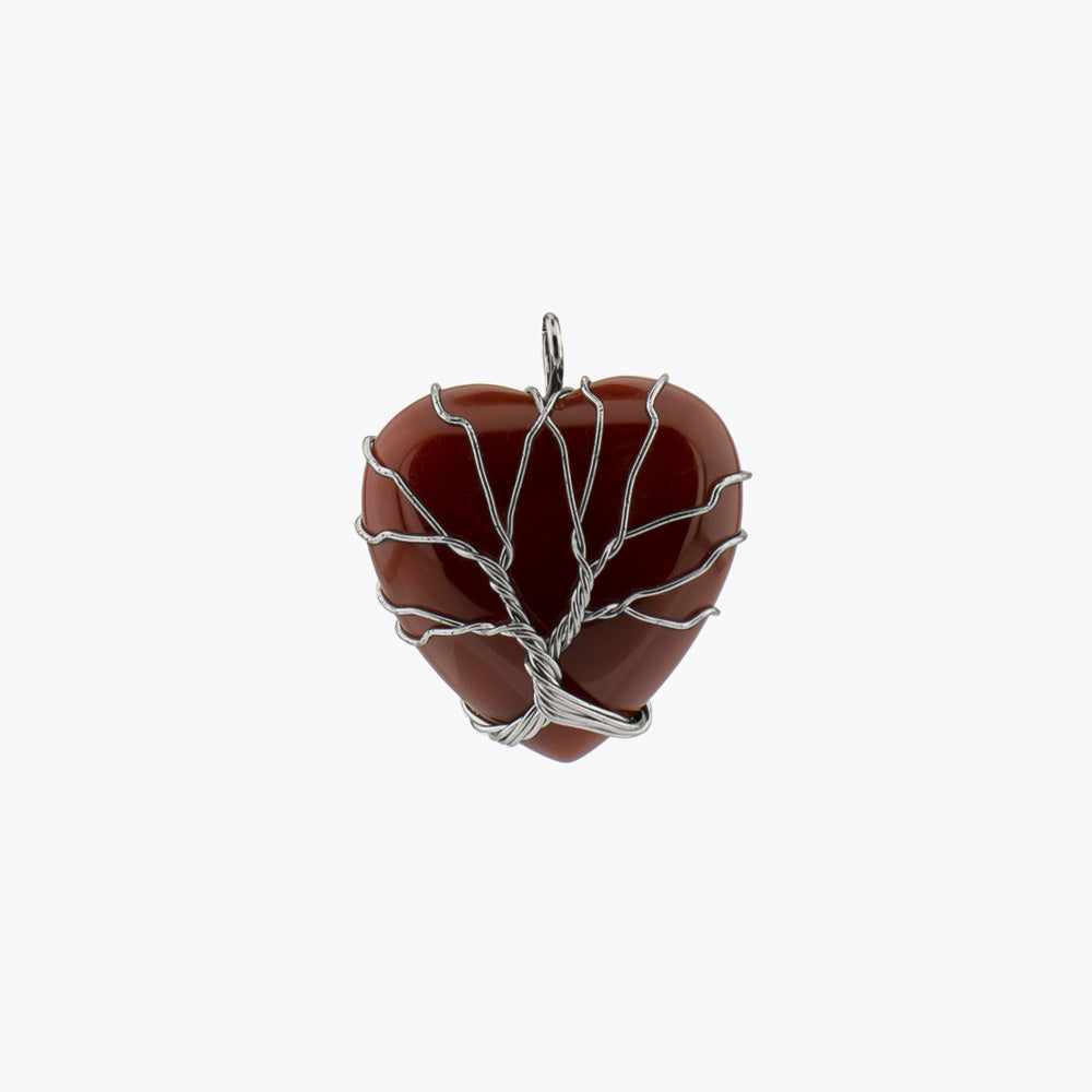 Rode agaat hart hanger met ketting