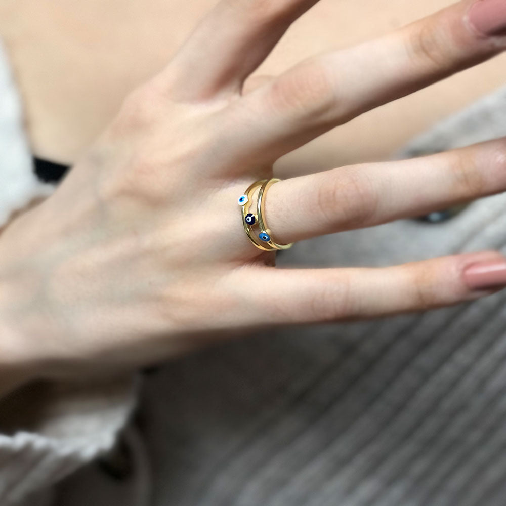 Zilveren ring boze oog BLAR004