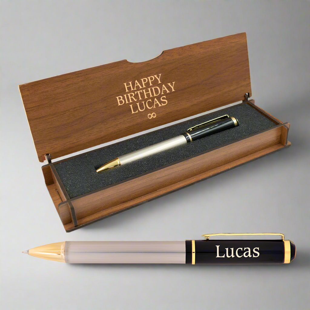 Gepersonaliseerde Penset - Schrijfset met Gegraveerde Houten Doosje BLP2118