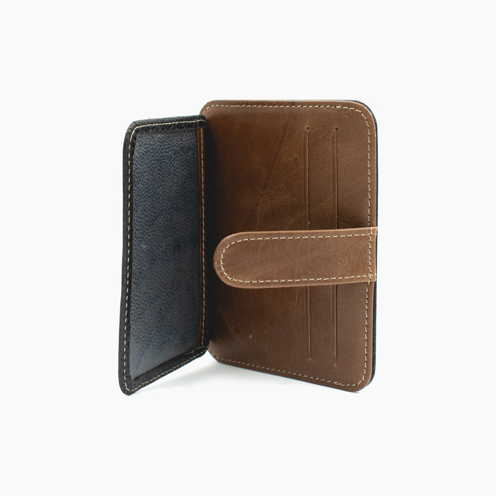 Zwart en Bruine Leren Kaartholder 024-04