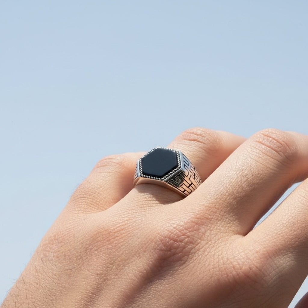 Zilveren Heren Ring Met Onyx