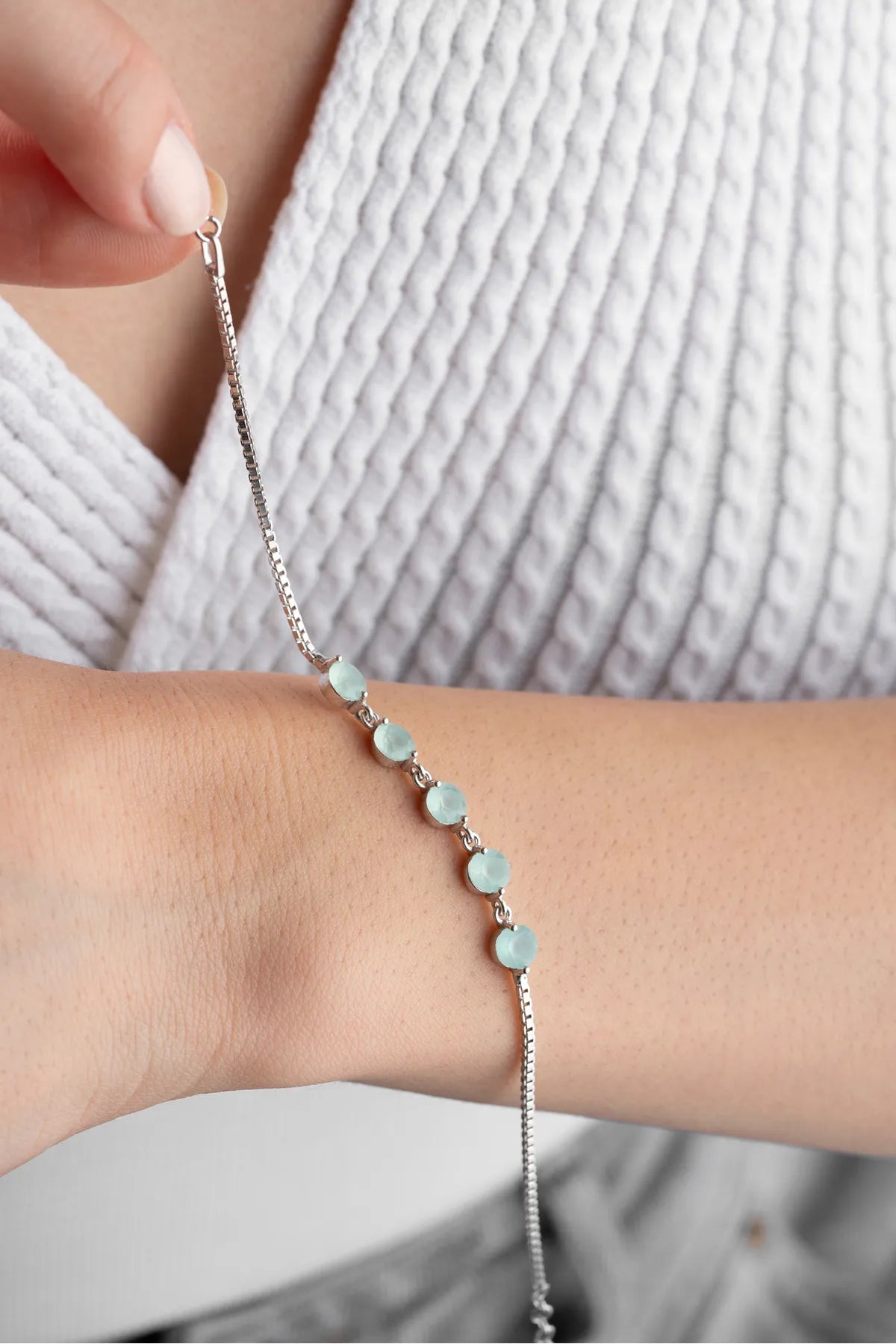Aqua Glow Armband – 925 Zilver