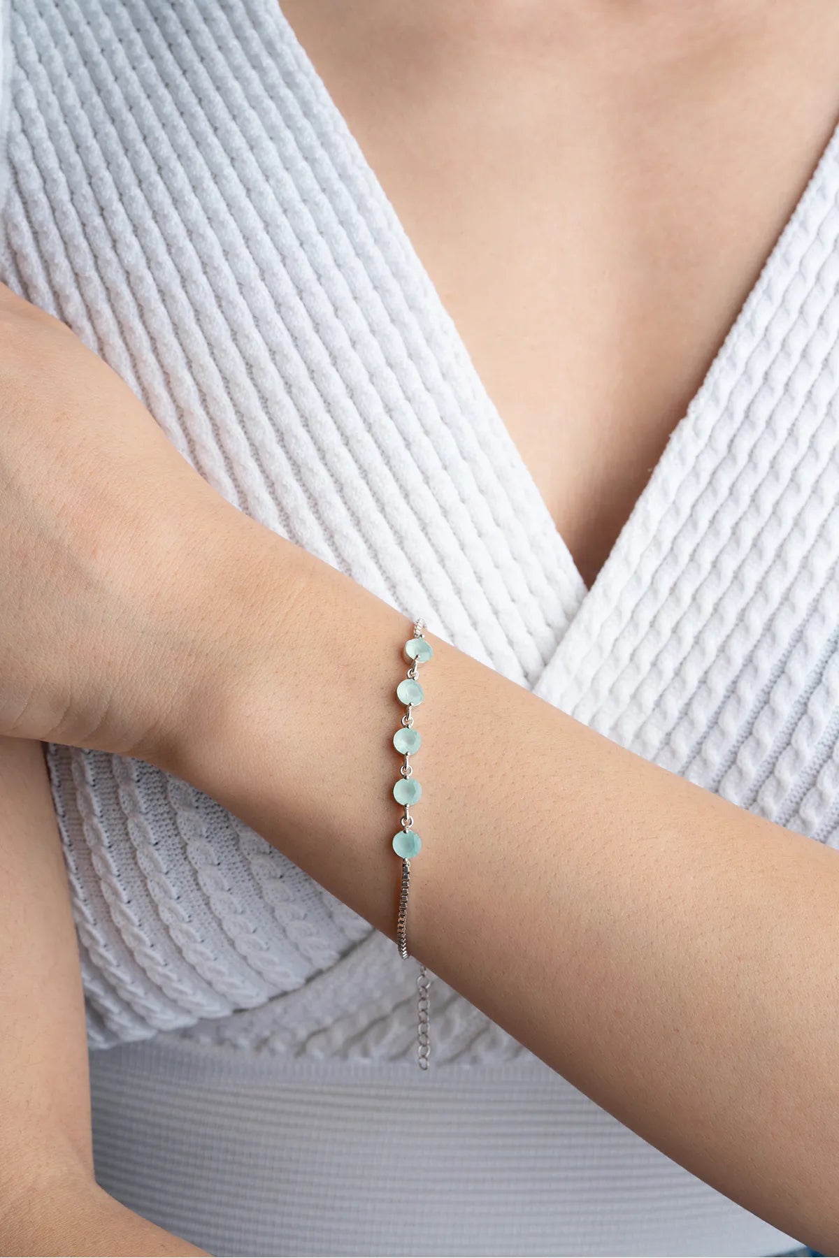 Aqua Glow Armband – 925 Zilver