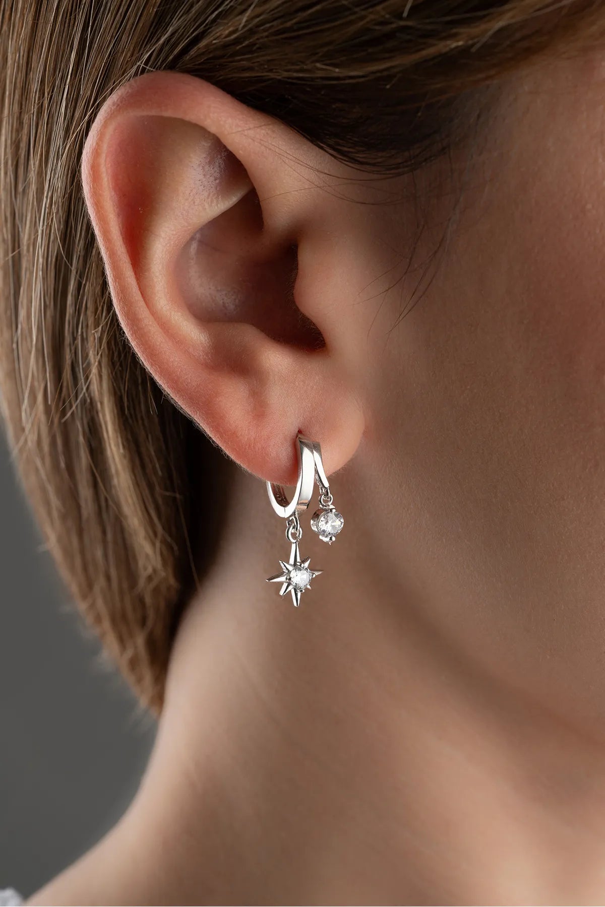 North Star Oorbellen – 925 Zilver & Zirkonia