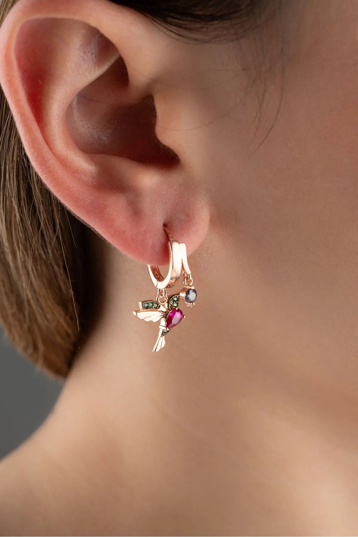 Hummingbird Charm – 925 Sterling Zilver Oorbellen
