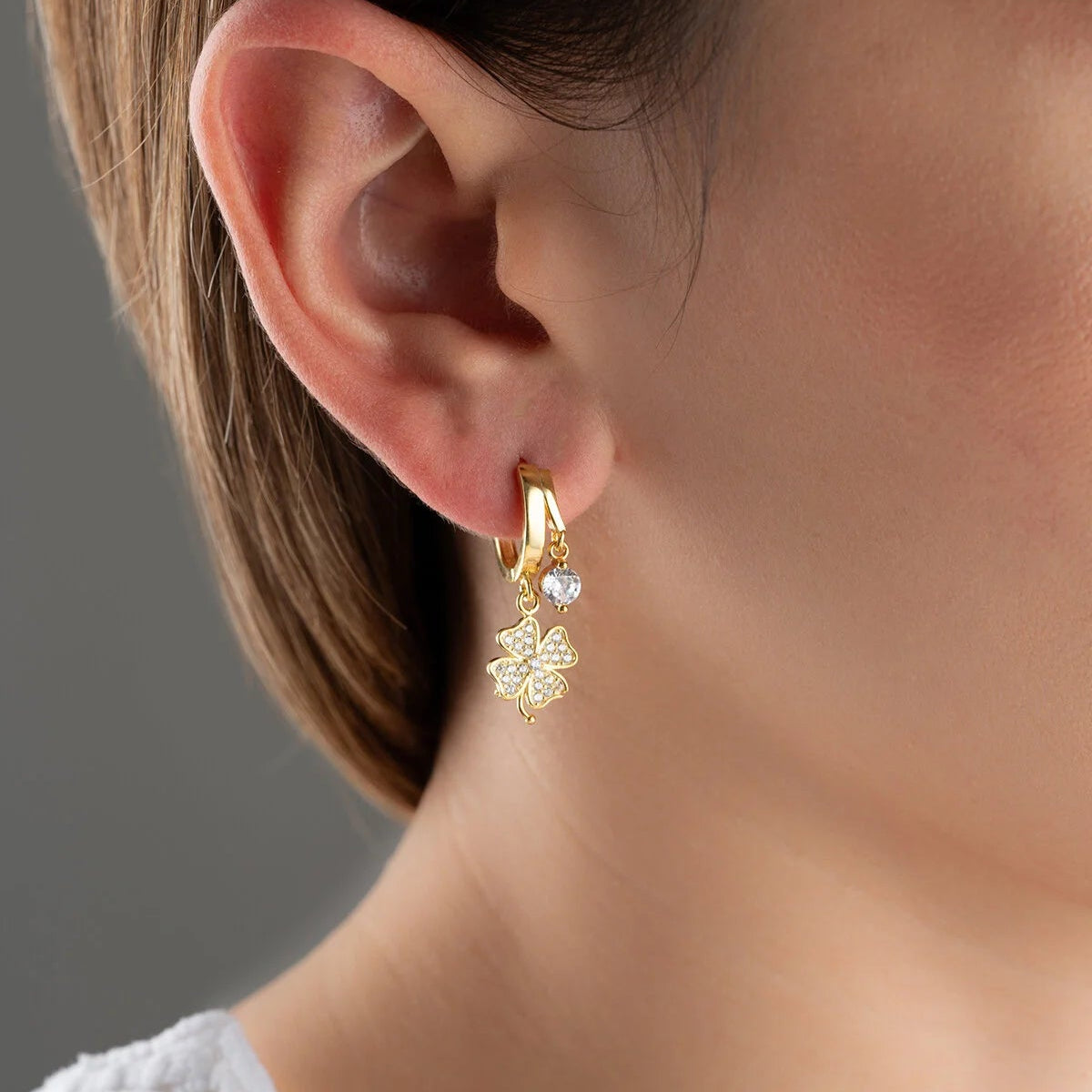 Klavertjevier Oorbellen – 925 Zilver
