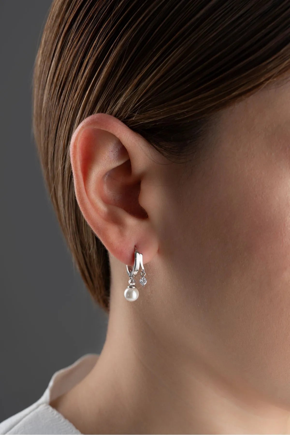 Pearl Duo Oorbellen – 925 Zilver & Zirkonia