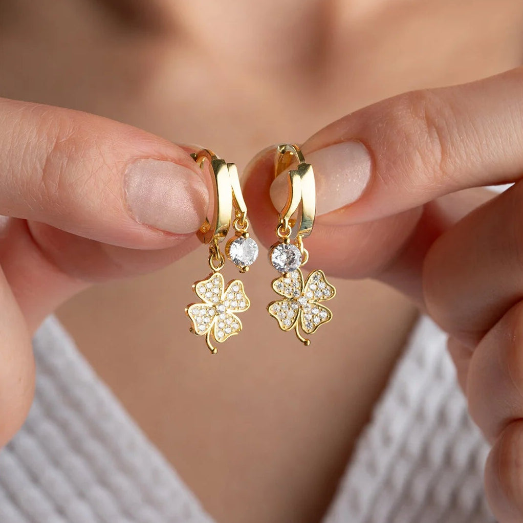 Klavertjevier Oorbellen – 925 Zilver