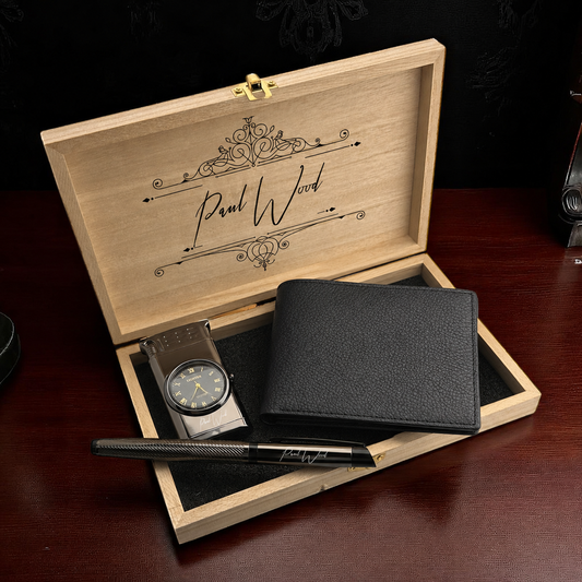 Gepersonaliseerde Geschenkset - Pen - Portemonnee - Aansteker - Gift Set