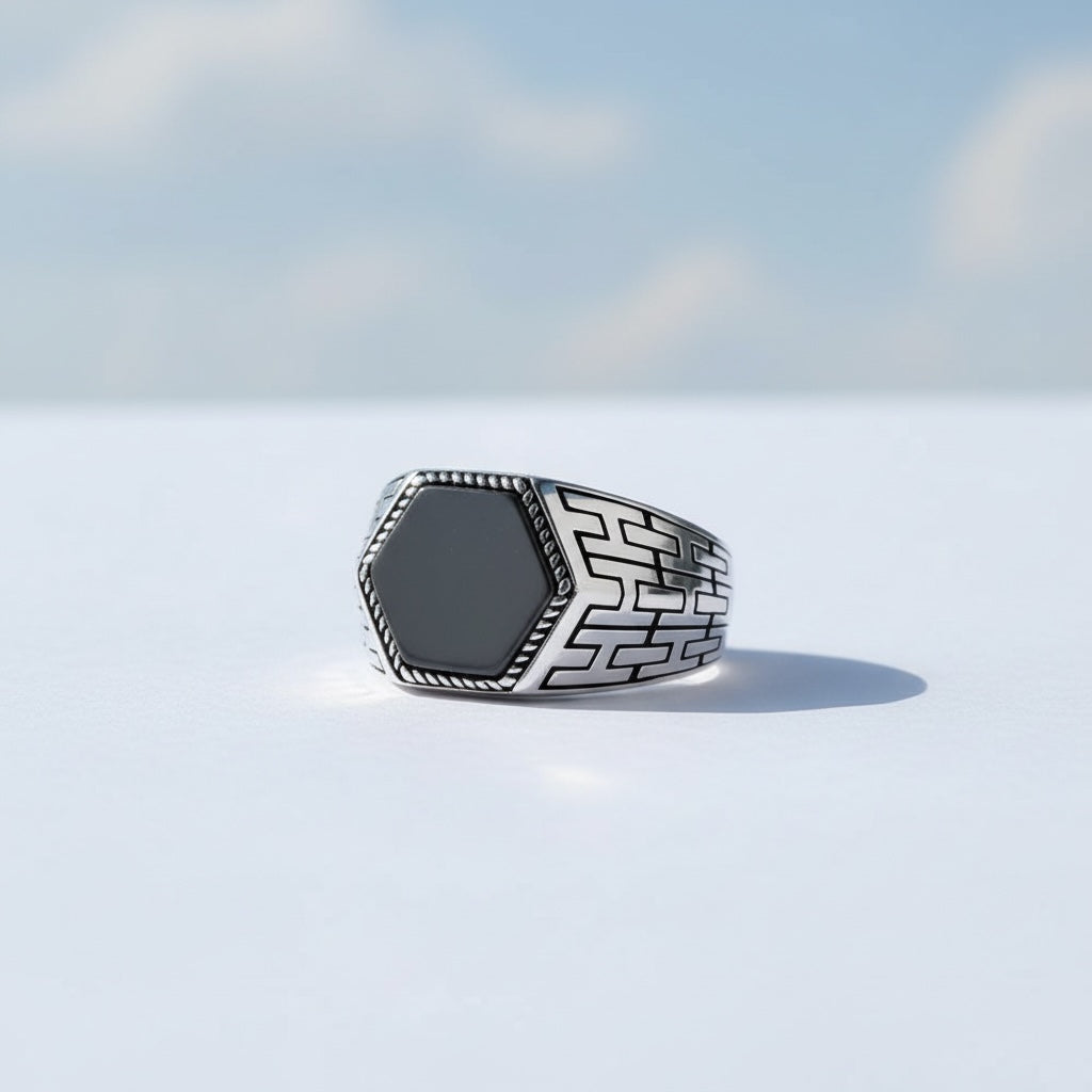 Zilveren Heren Ring Met Onyx