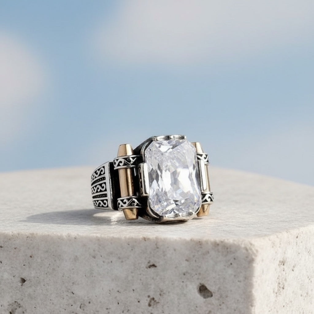 Herenring met Witte Zirkonia – 925 Sterling Zilver