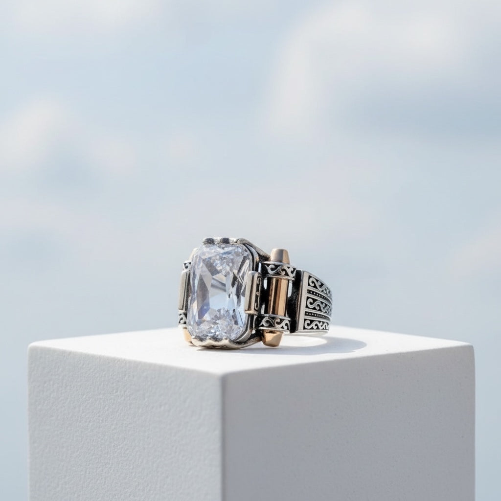 Herenring met Witte Zirkonia – 925 Sterling Zilver