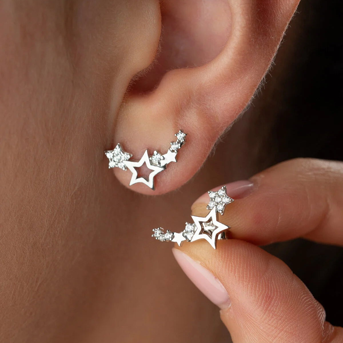 Oorbellen met Sterren – 925 Zilver