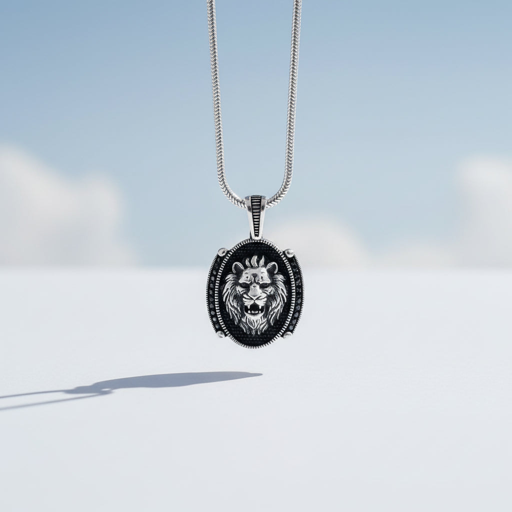 925 Zilver Herenketting met Leeuw Hanger en Microstenen