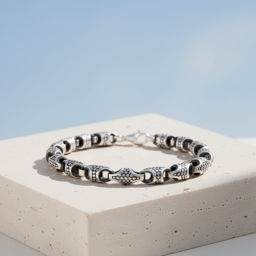 Dark Scale 925 Zilveren Armband voor Heren