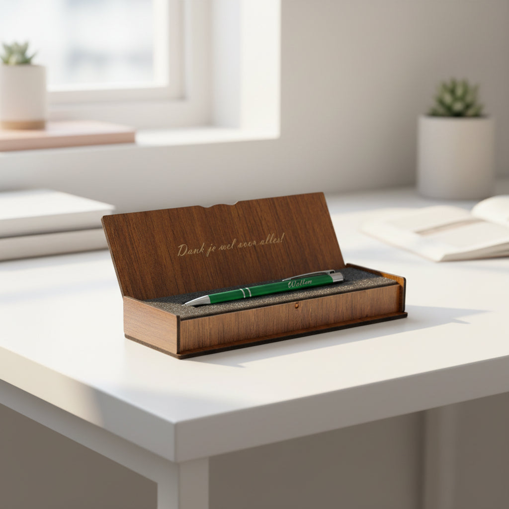 Gepersonaliseerde Balpen - Schrijfset Met Gegraveerde Houten Doos BLP2002GD