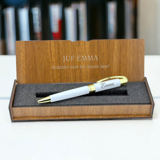 Gepersonaliseerde Pen - Schrijfset met Gegraveerde Houten Doosje BLP2113-T