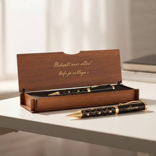 Gepersonaliseerde Penset - Schrijfset met Gegraveerde Houten Doosje BLP2115