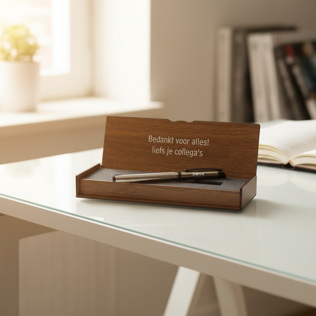 Gepersonaliseerde Penset - Schrijfset met Gegraveerde Houten Doosje BLP22670