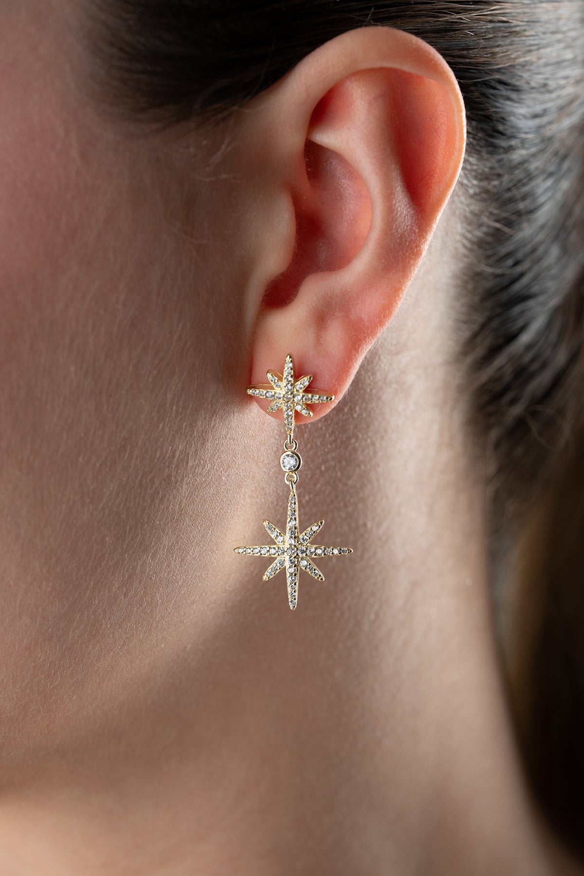StellaLux 925 – Vergulde Zirkonia Ster Oorbellen