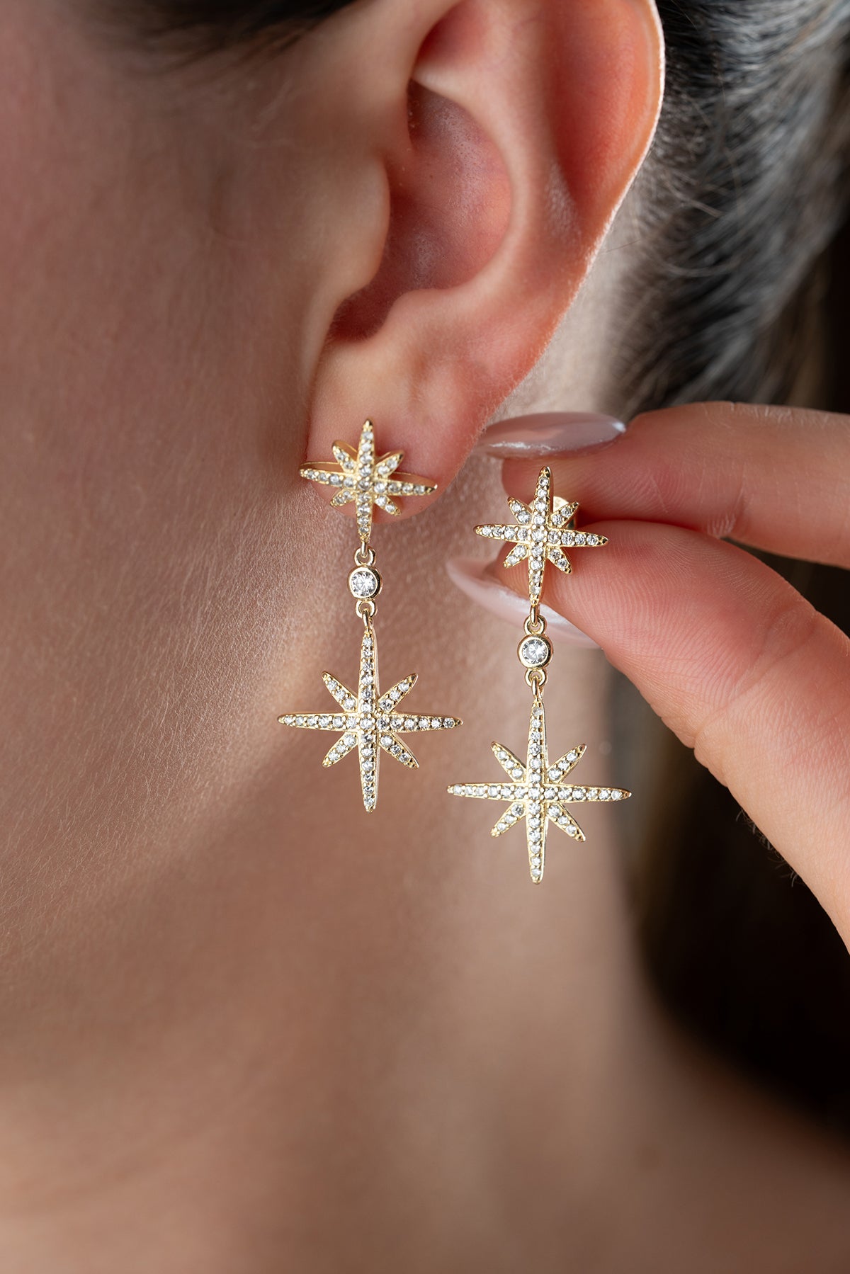 StellaLux 925 – Vergulde Zirkonia Ster Oorbellen