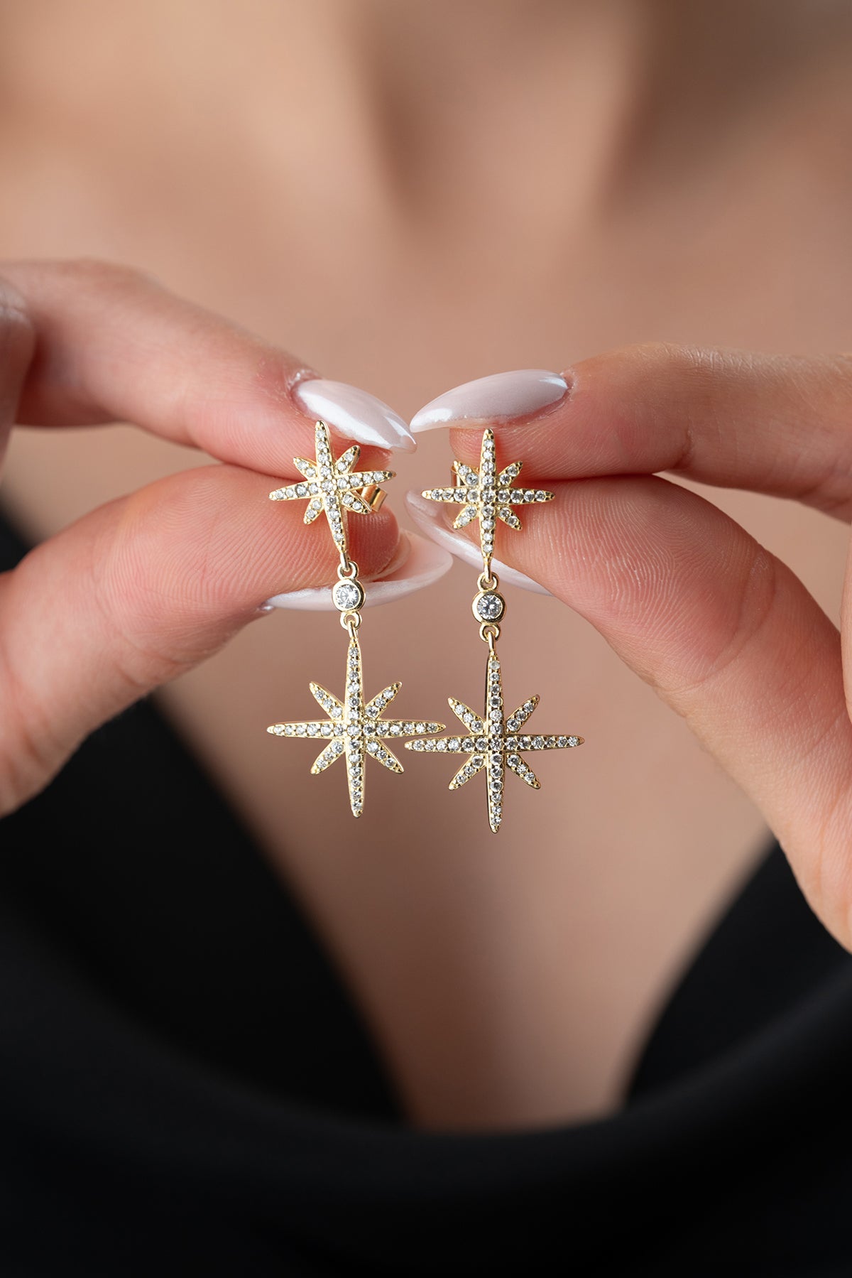 StellaLux 925 – Vergulde Zirkonia Ster Oorbellen