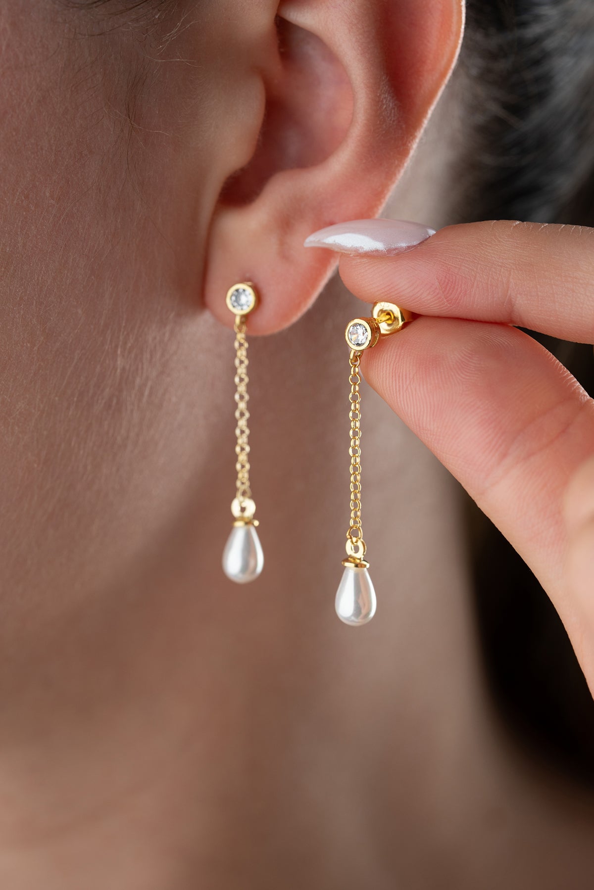 Pareltje – Zilveren Ketting Oorbel met Druppel