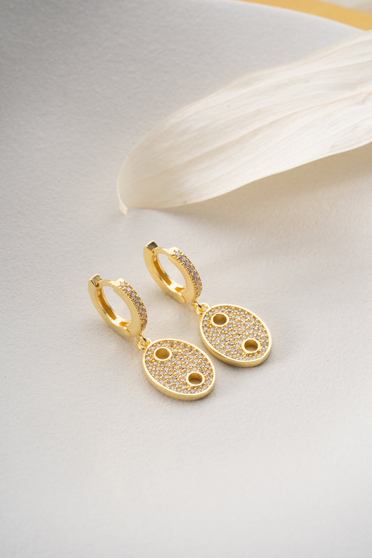 Ovale Gouden Oorbellen met Zirkonia Steentjes