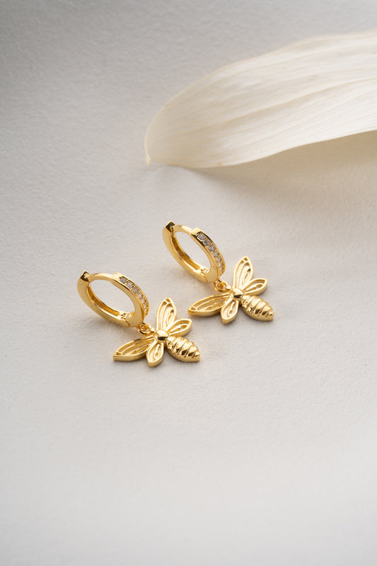 QueenBee Bijen Oorbellen – 925 Sterling Zilver, Verguld