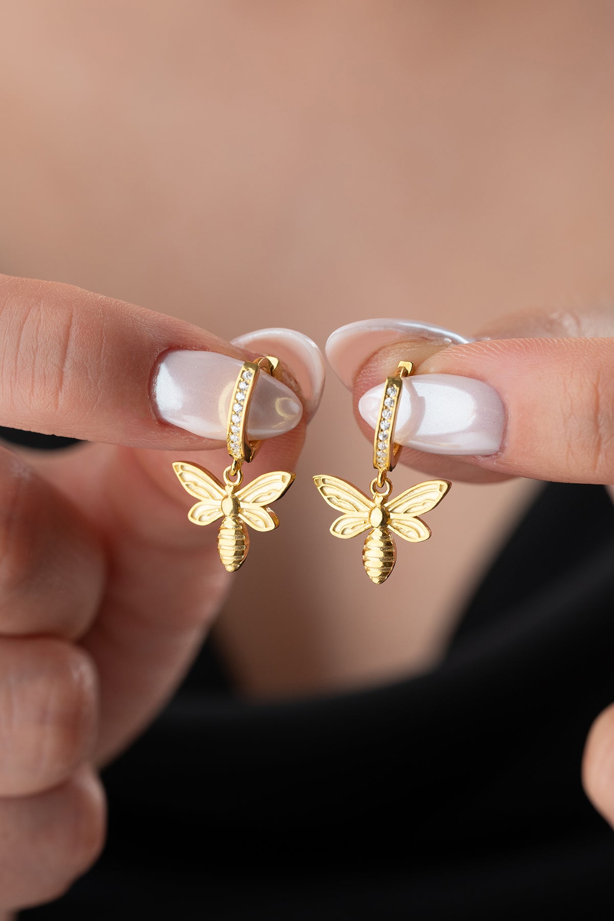 QueenBee Bijen Oorbellen – 925 Sterling Zilver, Verguld