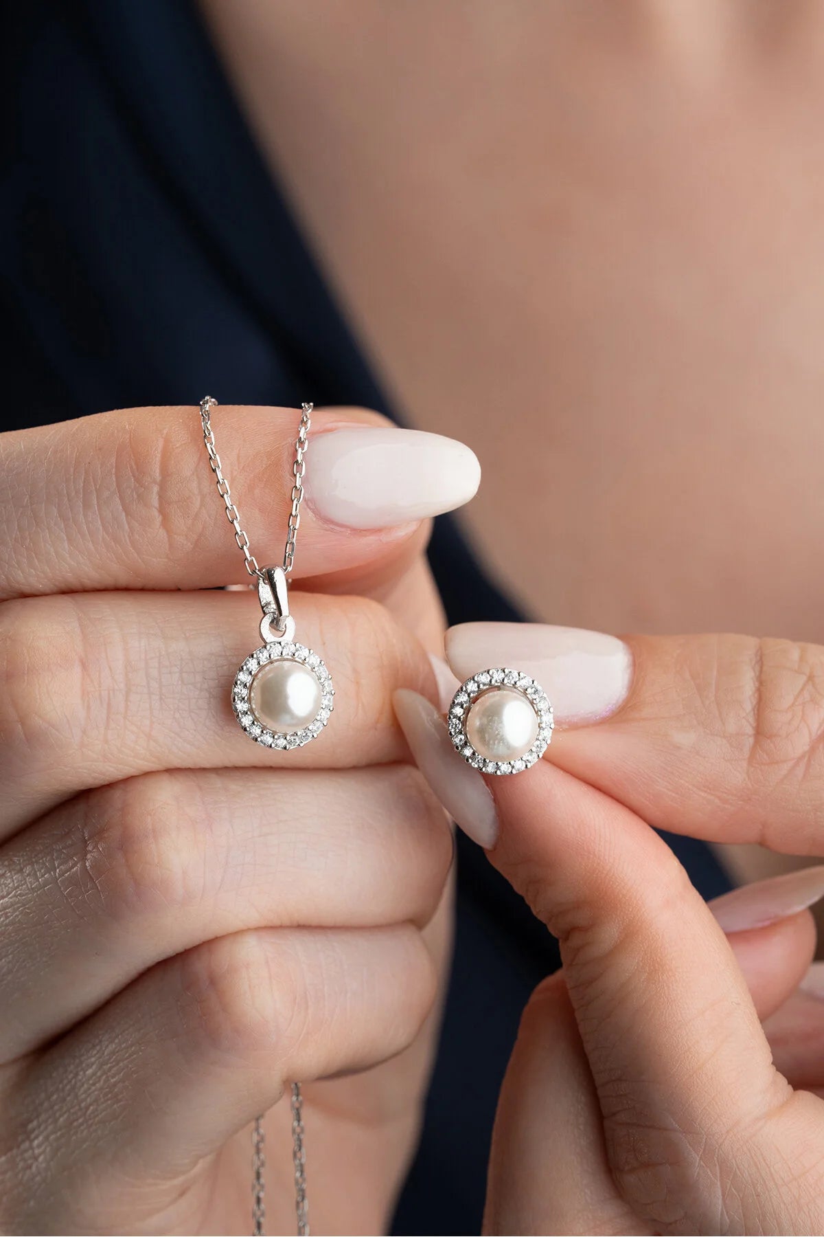 LunaPearl 925 – Parel Ketting & Oorbellen Set 1