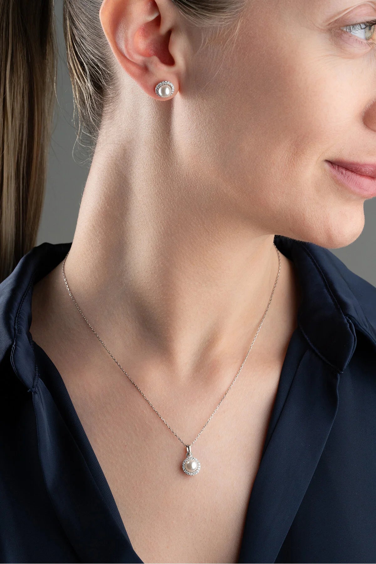 LunaPearl 925 – Parel Ketting & Oorbellen Set 1