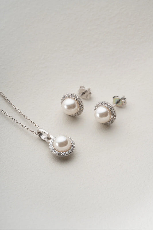LunaPearl 925 – Parel Ketting & Oorbellen Set 1