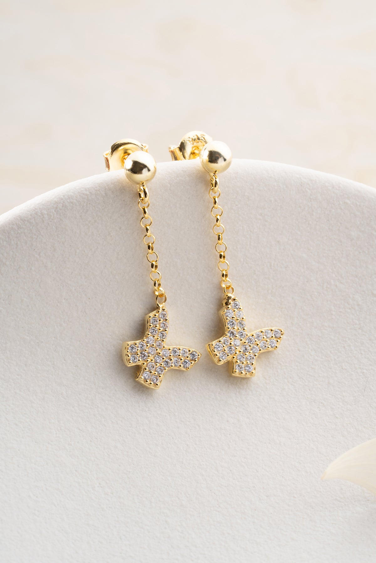 Butterfly Shine Oorbellen met Kettinkje