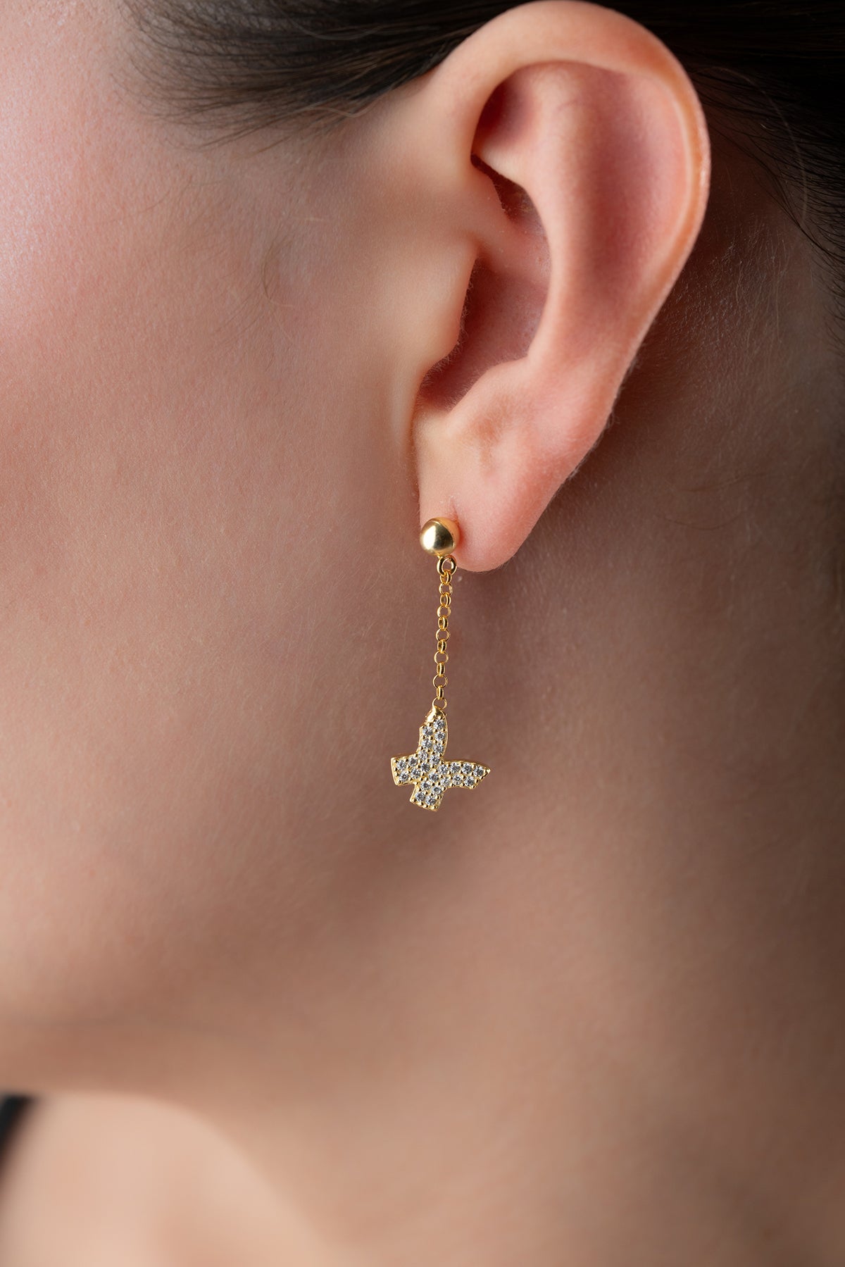 Butterfly Shine Oorbellen met Kettinkje