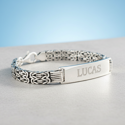Zilveren herenarmband koningsschakel met naam