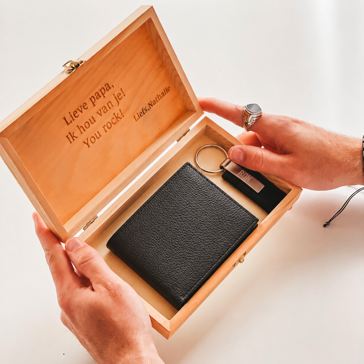 Gepersonaliseerde Geschenkset - Portemonnee - Sleutelhanger - Gift Set