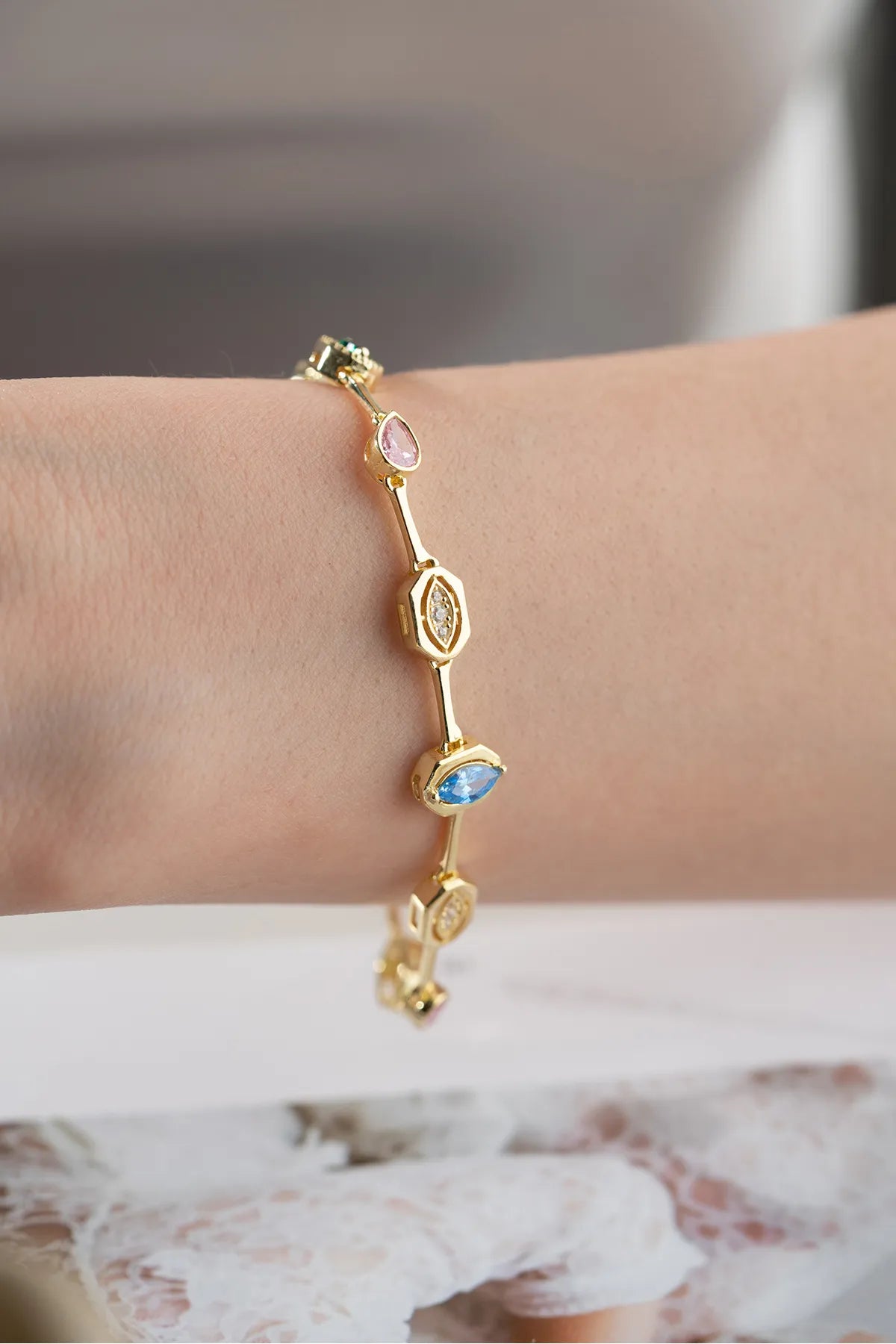 925 Sterling Zilveren Trend Armband met Zirkoonstenen