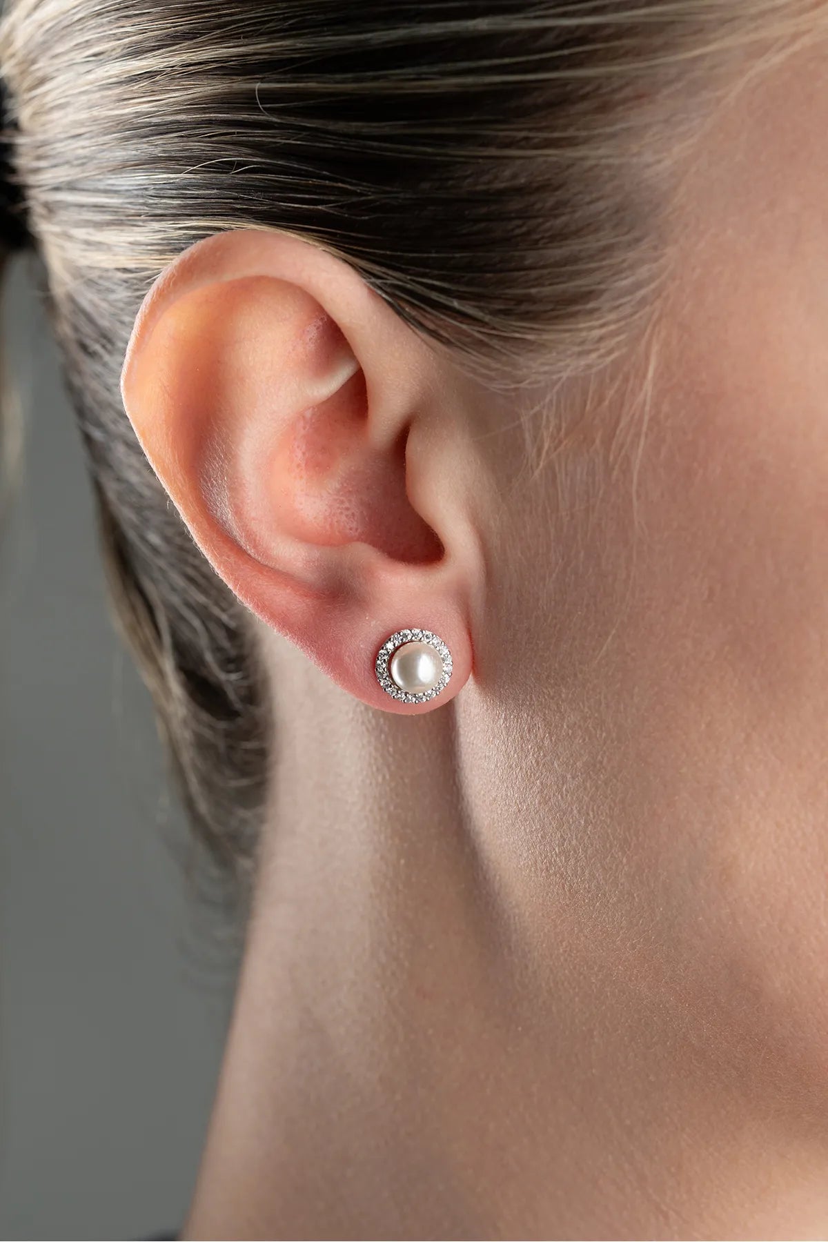 925 Sterling Zilveren Oorbellen met Parel en Zirkonia
