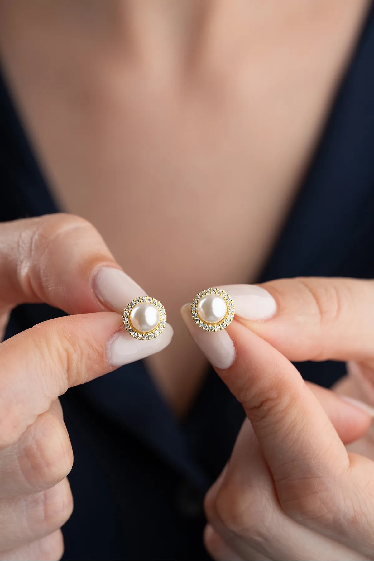 925 Sterling Zilveren Oorbellen met Parel en Zirkonia
