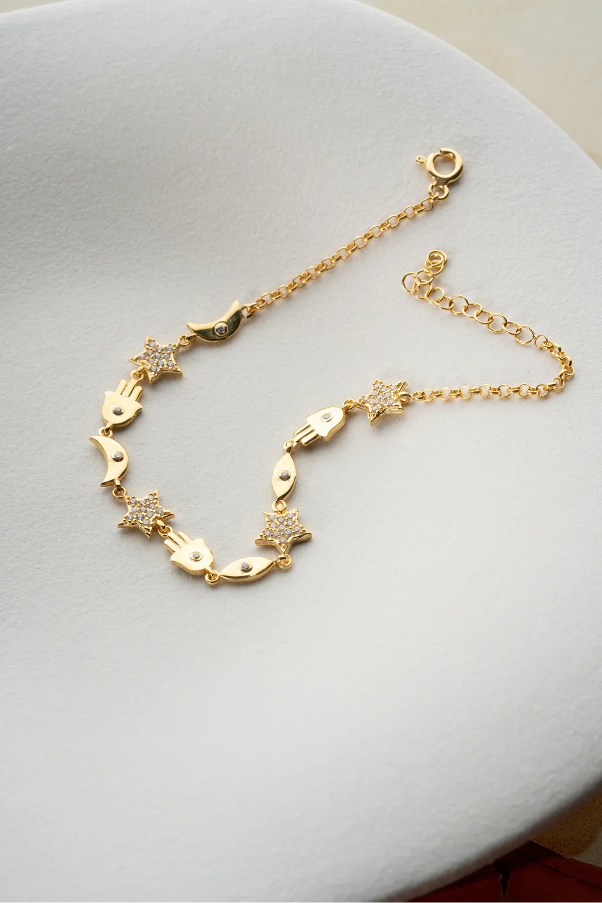 925 Sterling Zilveren Gouden Figuur Armband